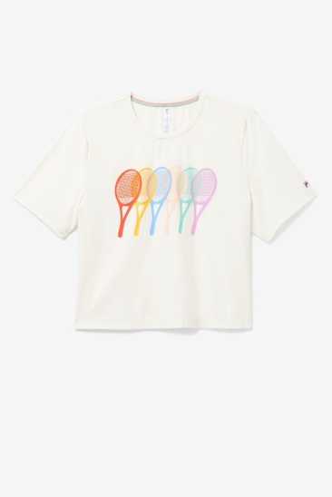 Fila Femme Cross Court Graphic Tee 139 Whisper Blanche Fila France YEI-184027